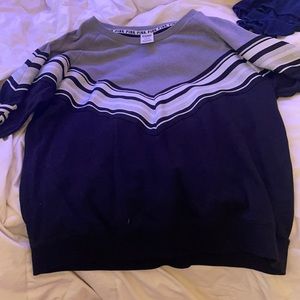 Pink  black and grey chevron crew neck